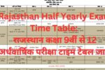 Rajasthan Half Yearly Exam Time Table