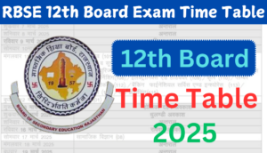 RBSE 12th Board Exam Time Table 2025