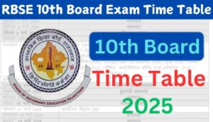 RBSE 10th Board Exam Time Table 2025