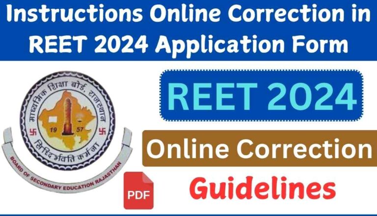 Instructions Online Correction in REET 2024 Application Form